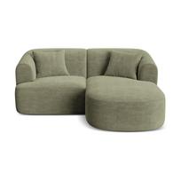 Žalios spalvos kampinė sofa iš kordinio velveto (su dešiniuoju kampu/su gultu) Campi – Cosmopolitan Design