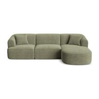 Žalios spalvos kampinė sofa iš kordinio velveto (su dešiniuoju kampu/su gultu) Campi – Cosmopolitan Design