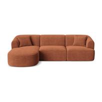Terakotos spalvos kampinė sofa iš kordinio velveto (su kairiuoju kampu/su gultu) Campi – Cosmopolitan Design