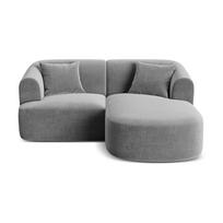 Šviesiai pilkos spalvos kampinė sofa iš velveto (su dešiniuoju kampu/su gultu) Campi – Cosmopolitan Design