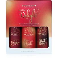 BodyGliss Sensual Delight Travel Edition masažinis aliejus silikono pagrindu dovanų rinkinys 3x50 ml