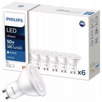 PHILIPS LED GU10 lemputė, 6 vnt., 4,7 W = 50 W, 345 lm, šilta balta šviesa, 3000 K, CorePro, 36°