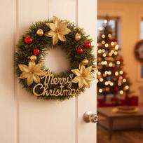 Kalėdinis vainikas Girlianda Papuošimas durims langui Merry Christmas 30cm