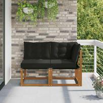 Lauko vidurinė ir kampinė sofa su pagalve 2 Vienetas Natūrali