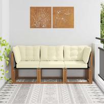 Lauko vidurinė ir kampinė sofa su pagalve 3 Vienetas Natūrali