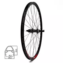 Galinis ratas 26" // 32H, CL Diskiniams // dvigubas, kasetė, greitveržlė, aliuminis, kniedytas