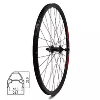 Priekinis ratas 26" // 32H, CL Diskiniams // dvigubas, kasetė, greitveržlė, aliuminis, kniedytas