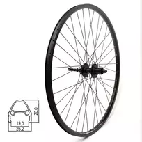 Galinis ratas J19SB 29" // 36H, diskiniams 6 varžtų, kasetė, dvigubas, kniedytas, greitveržlė
