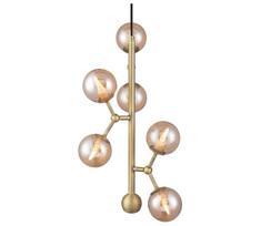 Halo Design 738861 - Pakabinamas šviestuvas ant laido ATOM 6xG9/28W/230V skersmuo 30 cm žalvaris/k. smėlinė