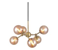 Halo Design 736560 - Pakabinama liustra ant laido ATOM 6xG9/28W/230V skersmuo 45 cm žalvaris/k. smėlio spalvos