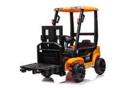 Vaikiškas elektromobilis JCB šakinis krautuvas geltonas