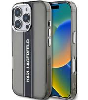 Juodas dėklas Apple iPhone 16 Pro Max telefonui "Karl Lagerfeld IML Stripe Logo Case"
