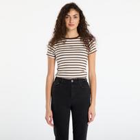 Guess Jeans Ss Cn Stripe Embr Beige/ Brown - Dydis M (W5BP52KA0H1-S19F Marškinėliai)