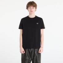 FRED PERRY Contrast Tape Ringer T-Shirt Black/ Champagne - Dydis XL (M4613 90A Marškinėliai)