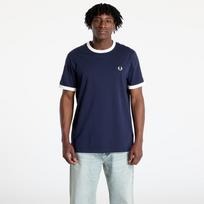 FRED PERRY Taped Ringer T-Shirt Carbon Blue - Dydis XL (M4620 266 Marškinėliai)