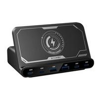 Blitzwolf BW-S27 160W, 2xUSB-A, 4xUSB-C, 15W belaidis įkroviklis (juodas)
