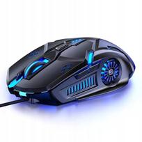 JUODA ŽAIDIMŲ KOMPIUTERIO PELĖ SU RGB LED APŠVIETIMU
