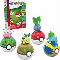 MEGA POKEMON kaladėlės 118 el. RINKINYS 4 žolės tipo pokemonai + 4 Poké Ball