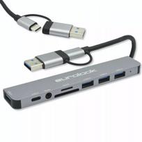 Universalus USB-C 8-viename adapteris: šakotuvas, SD kortelių skaitytuvas, USB 3.0 ir garso jungtis