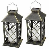 2x LED saulės sodo žibintas Lampionas žvakė ruda 2V 35mA