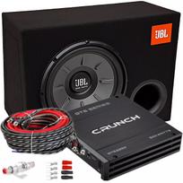 JBL 1000W MDF žemųjų dažnių garsiakalbio dėžė + Crunch stiprintuvas + laidai