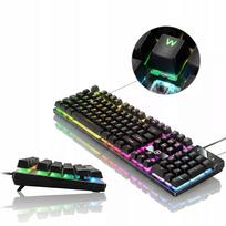 Juoda žaidimų klaviatūra su RGB LED