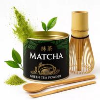 Japonų arbatos rinkinys Matcha su keramika ir bambuku