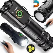Galingas mini taktinis LED žibintuvėlis su įkraunama baterija, kišeninis, magnetinis, metalinis