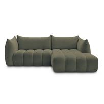 Žalios spalvos kampinė sofa iš boucle (su dešiniuoju kampu/su gultu) Azra – Bobochic Paris