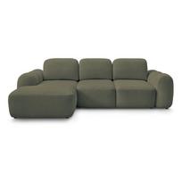 Žalios spalvos sulankstoma/su sandėliavimo vieta kampinė sofa iš boucle (su kairiuoju kampu/su gultu) Montaigne – Bobochic Paris