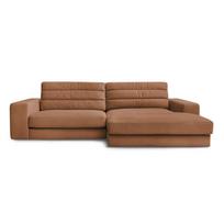 Oranžinės spalvos kampinė sofa iš velveto (su dešiniuoju kampu/su gultu) Sierra – Bobochic Paris