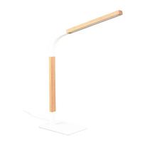 Stalinis šviestuvas baltos spalvos/natūralios spalvos LED su pritemdymo funkcija (aukštis 73,5 cm) su mediniu gaubtu Norris – Trio