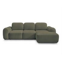 Žalios spalvos sulankstoma/su sandėliavimo vieta kampinė sofa iš boucle (su dešiniuoju kampu/su gultu) Montaigne – Bobochic Paris