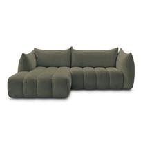 Žalios spalvos kampinė sofa iš boucle (su kairiuoju kampu/su gultu) Azra – Bobochic Paris