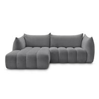 Pilkos spalvos kampinė sofa iš boucle (su kairiuoju kampu/su gultu) Azra – Bobochic Paris