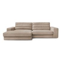 Taupe spalvos kampinė sofa iš velveto (su kairiuoju kampu/su gultu) Sierra – Bobochic Paris