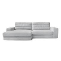 Šviesiai pilkos spalvos kampinė sofa iš velveto (su kairiuoju kampu/su gultu) Sierra – Bobochic Paris