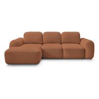 Oranžinės spalvos sulankstoma/su sandėliavimo vieta kampinė sofa iš boucle (su kairiuoju kampu/su gultu) Montaigne – Bobochic Paris