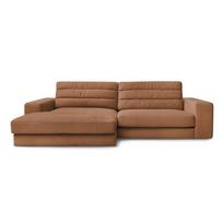 Oranžinės spalvos kampinė sofa iš velveto (su kairiuoju kampu/su gultu) Sierra – Bobochic Paris