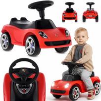 Vaikiškas paspirtukas automobilis su šviesomis, lengvas, Porsche Carrera GT, raudonas