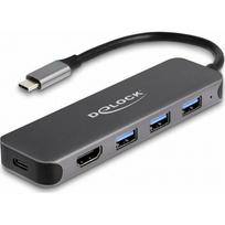 DeLOCK 3P USB centrmezgls+4K HDMI+USB-C+PD 85W - 64171 | 64171 | 4043619641710