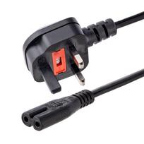 Angliškas elektros maitinimo laidas UK BS 1363 to C7, 2.5A 250V, 18AW (f/m), 1.5 m - Juodas