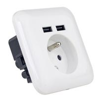 Sieninė elektros rozetė su 2 x USB 2.1A PLATINET PWSF2U