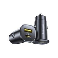 Baseus GoTrip USB-C / USB-A 30W automobilinis įkroviklis – juodas