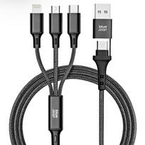 Universalus krovimo laidas BLUE STAR 4in1 Type C / USB A to Micro USB / Lightning / Type C 2,4A 12W Cafule C172 - 1.2 m - Juodas