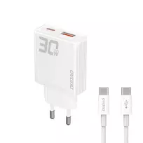 Įkroviklis GaN Dudao A30EUT 30W USB-A / USB-C Wall Charger su USB-C - USB-C kabeliu – Baltas