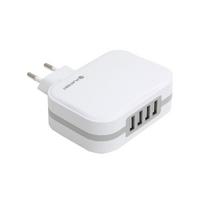 Įkroviklis sieninis PLATINET 4xUSB 6,8A + Micro USB laidas 1m - Baltas