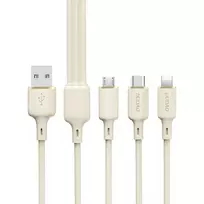 USB laidas Dudao L7SE 3in1 USB-A - USB-C, Lightning, Micro USB 66W 1.2m - Smėlio spalvos
