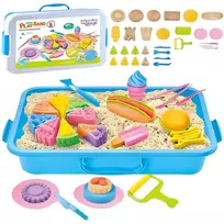 WOOPIE kinetinio smėlio 1,2 kg rinkinys Restorano stalas su formelėmis