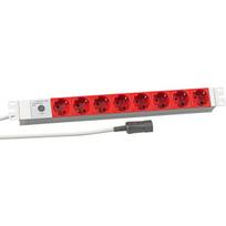 EFB Elektronik 19" 1U lizdų juosta, 8 × CEE 7/ 3, raudona